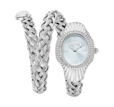 Just Cavalli Signature Snake Entrelacé Argent Turquoise