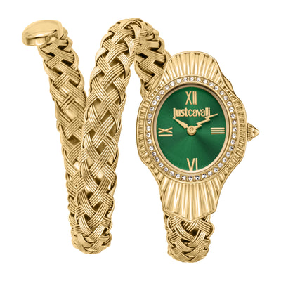 Just Cavalli Signature Snake Entrelacé Or Jaune Vert