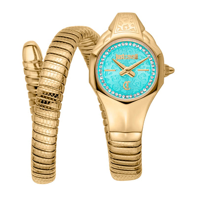 Just Cavalli Signature Snake Fiore Or Jaune Turquoise