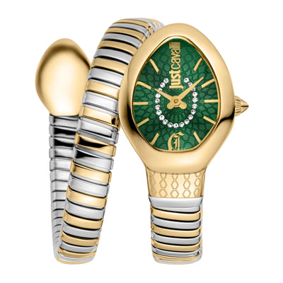 Just Cavalli Signature Snake Éclipse Deux Tons YG Argent Vert