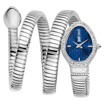 Just Cavalli Signature Snake Carezza Argent Nuit bleue