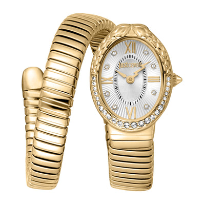 Just Cavalli Signature Snake Fiore Or jaune Argent