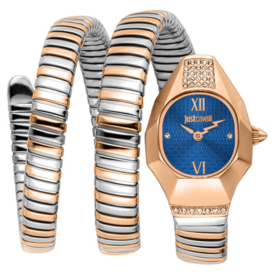 Just Cavalli Signature Snake Lunara Silber Roségold Blau